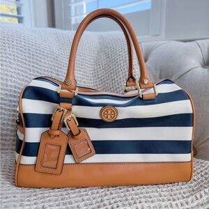 Tory Burch Striped Navy and British Tan Women's Bag